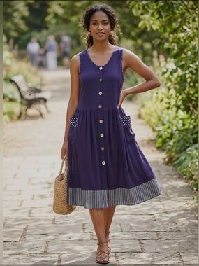 Alexa Rae maxi dress 2X flared sleeveless mother-of-pearl buttons front pockets